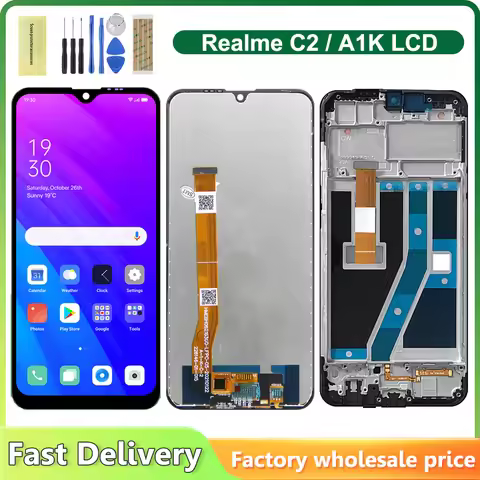 6.1'' For Oppo A1k CPH1923 LCD Display Screen With Frame Touch Digitizer For Oppo Realme C2 RMX1941 