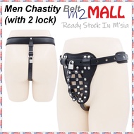 [m2MALL] Men Chastity Belt Cage With Lock Men Lingerie Sexy Underwear Fetish Crotchless Chastity Pan
