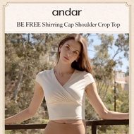 [andar] Be Free Shirring Cap Sleeve Crop Top (Built-in Pad)