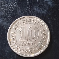Coin Malaya and British Borneo 10 cent 1961