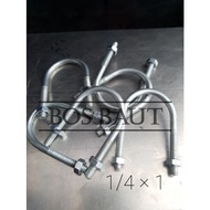 Galvanized U - U Bolt 1/4" x 1"