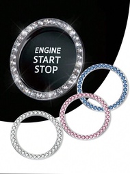 汽車引擎啟動裝飾環，鑲有閃亮鑽石，適用於閃爍汽車裝飾