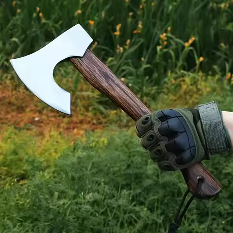 Hand Forged Viking Tomahawk Axe High Manganese Steel Camping Tree Cutting Tool Durable Outdoor Woodw