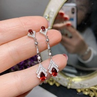 New Style Natural Wholesale Gem Banquet Earrings Classy Earrings Inlaid 925 Garnet Engagement Silver