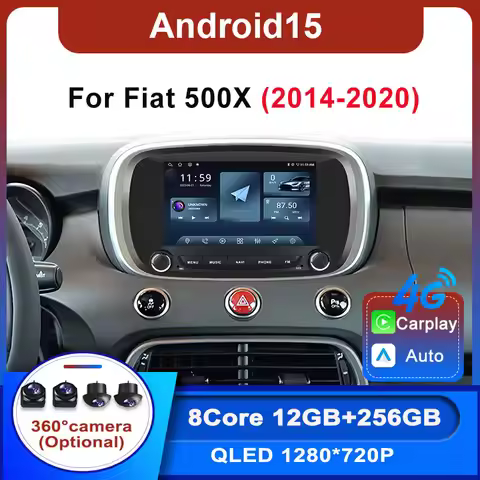 New Android 15 For Fiat 500x 2014 2015 2016-2020 Player Wireless Carplay GPS Navigation Radio Auto B