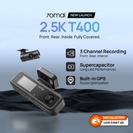 JYK [2026 NEW] 70mai T400 3-Channel Dashcam 2.5K  | Built-in GPS | Infrared Night Vision | Supercapa