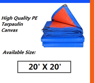 Blue Orange Waterproof Canvas Tarpaulin Sheet Canopy Camping Size 20 feet x 20 feet