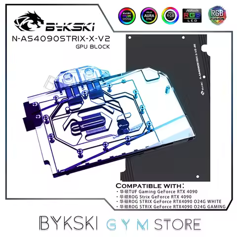 Bykski RTX4090 VGA Watercooler For ASUS ROG Strix / TUF 4090 GPU Water Block, RGB/ARGB N-AS4090STRIX