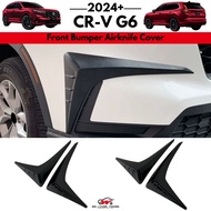 Honda CRV CR-V G6 2024-2026+ Carbon Trim&Glossy Black Front Bumper Wind Knife Cover For CRV