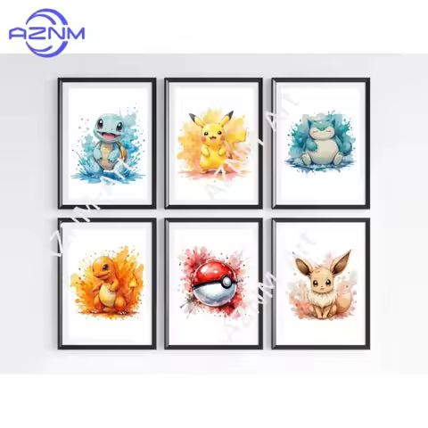 1Pc/6Pcs POKEMON Canvas Prints - Art Set - Pokemon Artwork - Pokemon Artwork Prints - Pokemon Gaming