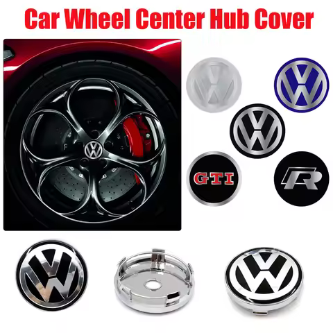 4Pcs 60/63/68MM Car Wheel Center Hub Caps Logo Cover for Volkswagen VW R GTI Passat CC Bora Touareg 