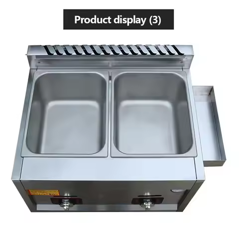 Desktop Electric Stainless Steel Gas Fryer Double Gas Fryer Double Pot Noodle Stove Steamer Fryer Ki