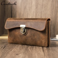 CONTACTS Genuine Leather Mens Waist Bag Phone Bag Coin Pocket Wallet High Quality Male Belt Bag Phon