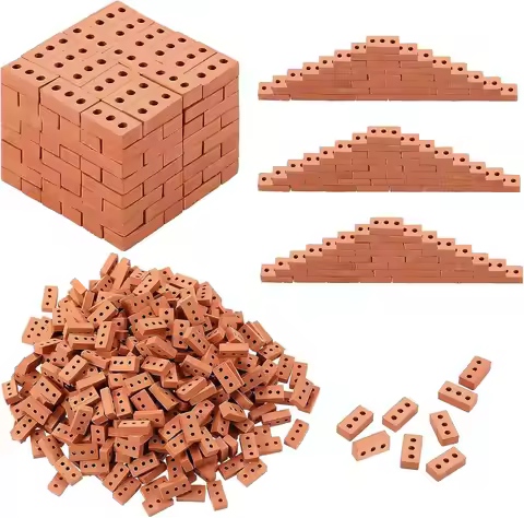 Mini 3 Holes Tiny Bricks for Landscaping Miniature Bricks Small Bricks for Crafts Realistic Fake Bri