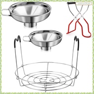 [J X Q K] 4 Pieces Canning Kit, 1PC Canning Rack+ 1PC Canning Jar Lifter Tong+ 2PC Canning Funnels, 