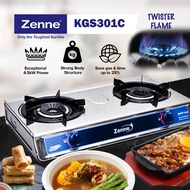 Zenne Double Burner Stainless Steel Gas Cooker Stove - Twister Flame LPG Dapur Masak Sirim Approved