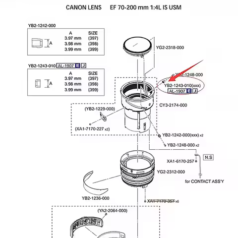 NEW EF 70-200 F4 Lens Decentering Collar Guide YB2-1243 For Canon 70-200mm F4L IS USM Replacement Sp