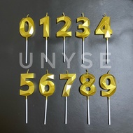 SG NEW! Gold Number Candles 0 1 2 3 4 5 6 7 8 9 3D Diamond Happy Birthday Cake Topper Party Supplier