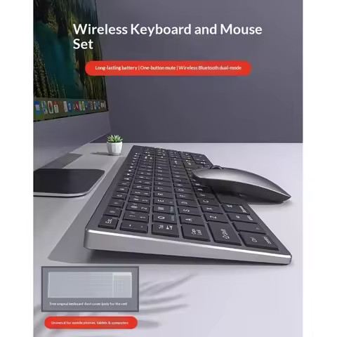 Eweadn Wireless Bluetooth Keyboard And Mouse Set Silent Rechargeable Keyboard Mouse Set For Laptops 