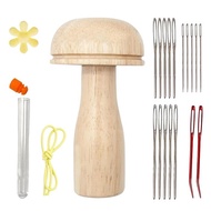DFsucces Embroidery Set Mushroom Embroidery Tool Kit Standing Wooden Sewing Tool Kit Hand Sewing Tut for Knitting Socks