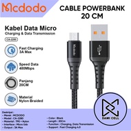Kabel Data Pendek 20cm Micro USB Cable Power Bank Fast Charging Original Mcdodo Ca-2280