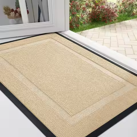 Homaxy Door Mat Indoor Outdoor Entrance Waterproof All-Season Rubber Home Door Mat Fade Resistant Lo