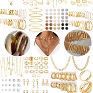 37-68pcs Elegant Vintage Butterfly, Heart, Faux Pearl, Twist Knot, Star, Moon, Rhinestone, Wide Band