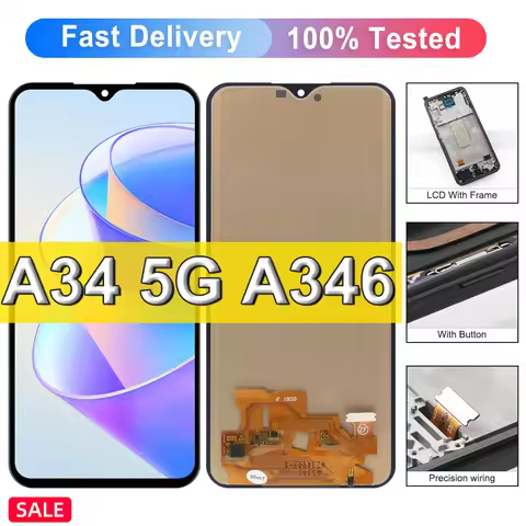 TFT A34 Display For Samsung Galaxy A34 5G SM-A346E A346B LCD Display Touch Screen Digitizer For Sams