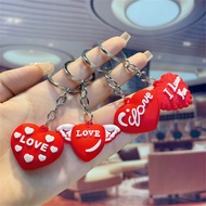 Love Keychain Mini Couple Keychain Heart Keychain Pendant Red Love Keyring Cut Keychain