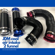 JDM Cool Air Intake 2 Funnel Black Hose