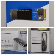 WD BLUE SN550 NVME SSD 1TB+硬碟外接盒 送外接網卡