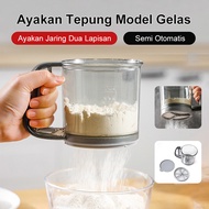 Plastic Flour Sieve Flour With Bottom Lid Gray Handheld Filter Top