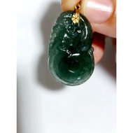 #J23 Real High Quality Natural Grade A Icy Jade Jadeite 18K Gold