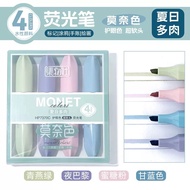 Ohaya Bộ 4 Chiếc Bút Dạ Quang Đầu Mềm Bảo Vệ Mắt Dòng Monet Bút Đánh Dấu Kawaii Màu Sáng Văn Phòng P