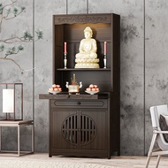 ○○✜ New Chinese Style Buddha Altar Cabinet, Buddha Altar Household Incense Table with Altar, God of Wealth Altar Door
