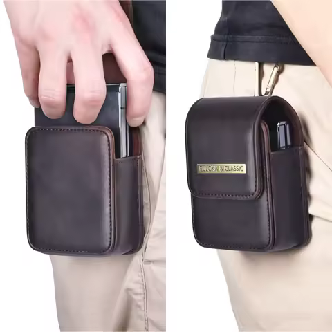 Vietao-Z Flip 6 Leather Case for Samsung Galaxy Z Flip5 Flip4 Z4 Z3 Puloka Cell Phone Purse, Waist B