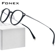 FONEX Acetate กรอบแว่นตาไททาเนียม2023วินเทจ Oversize แว่นตากันแดดทรงกลมผู้หญิงแว่นตา DTX131