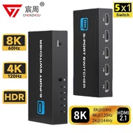 HDMI2.1 8K HDMI Switch 5 in 1 Out 5 Port HDMI Switcher Selector Supports Switch Splitter adapter IR Remote For PS5 PS4 Projector