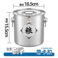 Moisture-Proof Rice Bucket Insect Proof Sealed Stainless Steel Rice Bucket Household Thickened 10.25