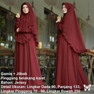 Gamis Syari Plus Jilbab MFT049 / Setelan Baju Muslim Wanita Syar'i / Set Gaun Muslimah / Maxi Dress Lengan Tangan Panjang / Stelan Hijab Instan Kerudung Bergo Khimar / Srhafizah