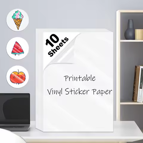 10 Sheets Printable Vinyl Sticker Paper A4 Size Glossy Matte Transparent Holographic Adhesive Sticke