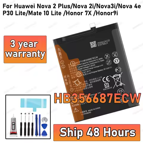 100% New HB356687ECW Battery For Huawei Nova 2 Plus 2i 2S 3i 4e P30 Lite Mate 10 Lite Honor 7X 9i Ma