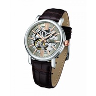 ARBUTUS AUTOMATIC SILVER STAINLESS STEEL AR911SFF BROWN LEATHER STRAP MEN'S WATCH