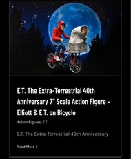 正版 雷射標籤 NECA ET E.T. The extra-terrestrial 40 th Elliott and 外星人 on bicycle 單車 action figure 1/12 6 7 吋 可動