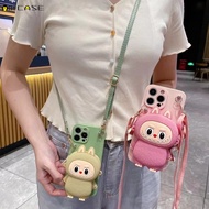 For Huawei P40 P30 P20 Pro Plus Lite Phone Case Stereo Labubu Cute Cartoon With Lanyard Wallet Coin 