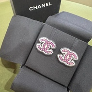 Chanel 雙C logo 壓克力星星 粉色針式耳環