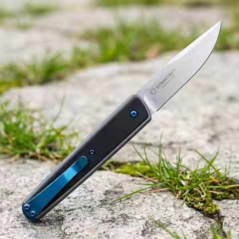 7190 Outdoor EDC Folding Knife 8Cr13MoV Steel Blade Lightweight Carbon Fiber Handle,Perfect for Camp