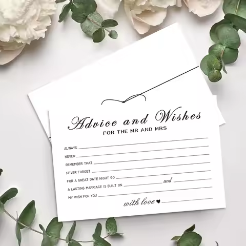 50Pcs Advice Cards Note Marriage Advice Reception Decor Wedding Well Wishes Cards for Bride and Groo