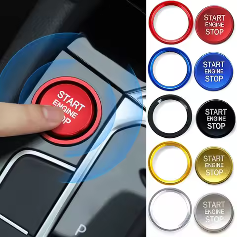 Start Stop Key Ring Cover Stickers Aluminum Alloy Car Start Engine Button Sticker Anti Slip for Audi