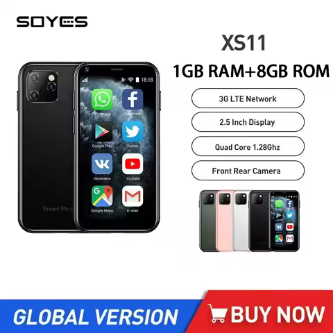 Soyes XS11 Android 6.0 Mini Mobile Phone with 3D Glass 3G Smartphones Quad Core 1GB+8GB 2.5Inch Goog